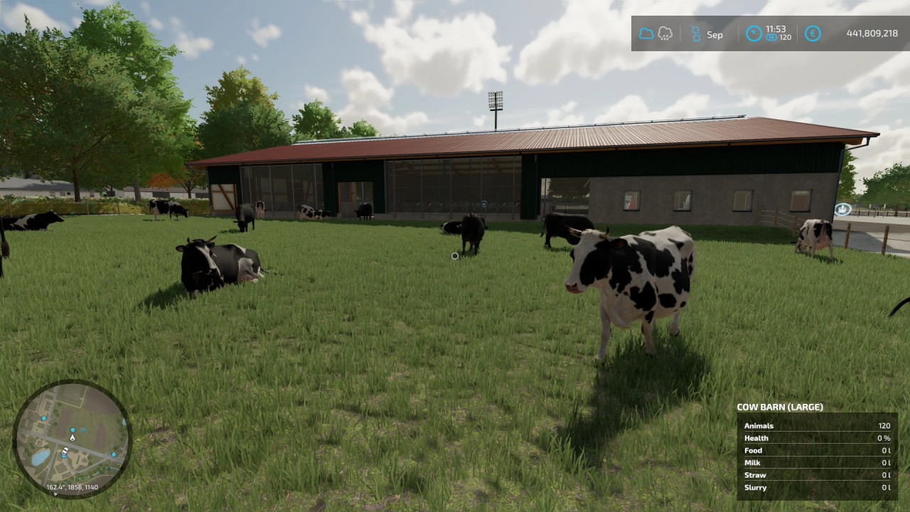Large cowshed with bale acceptance and 500 animals