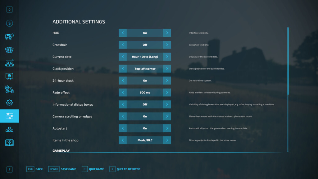 Additional Game Settings