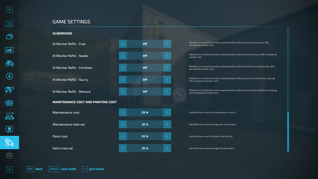 Repair And Paint Settings